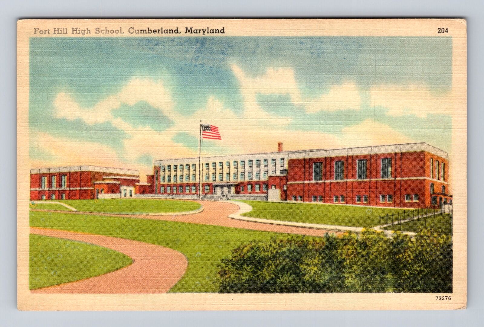 Cumberland MD-Maryland, Fort Hill High School, Antique, Vintage Postcard