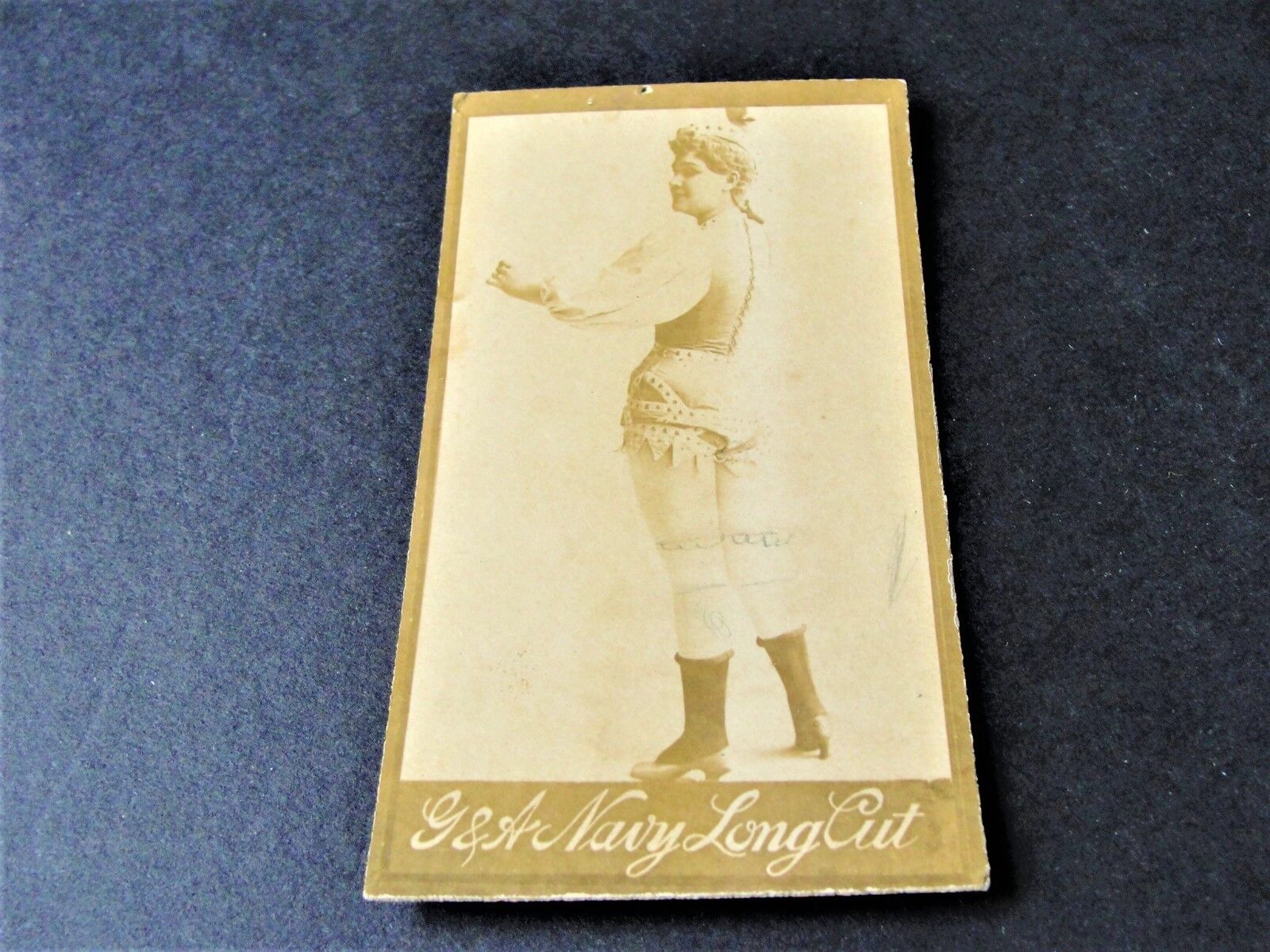 Antique  G.W. Gail/Ax's Navy Tobacco Card with black and white image of lady.