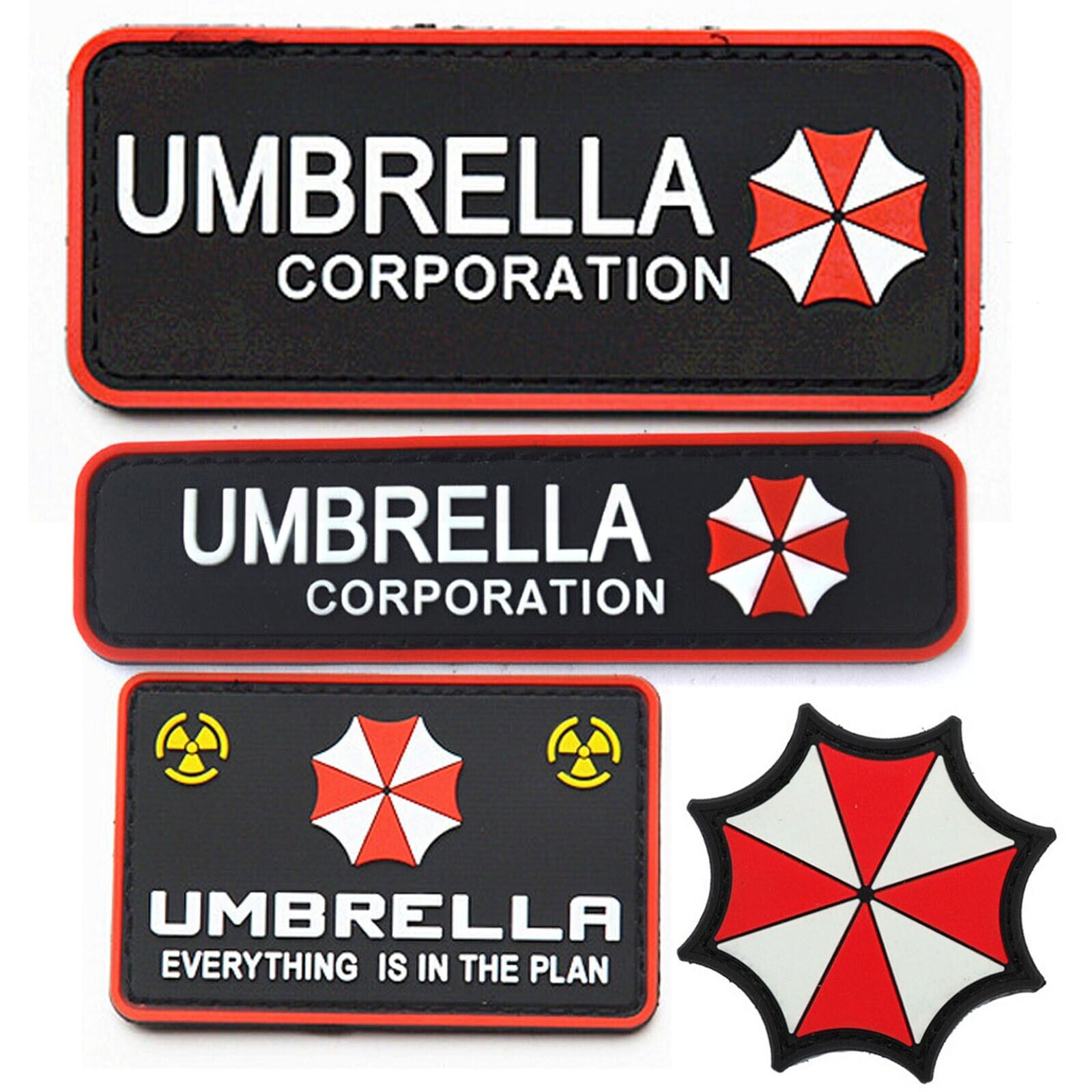 4Pcs 3D Pvc Resident Evil Biohazard Umbrella Corporation Rubber Hook Loop Patch