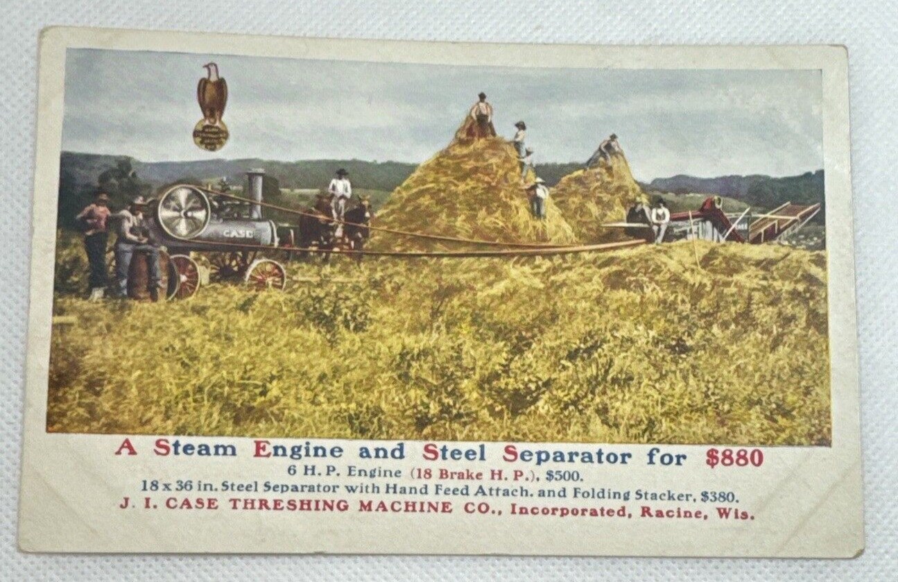 Vintage 1880s Syracuse J I Case Threshing Machine Co Postcard