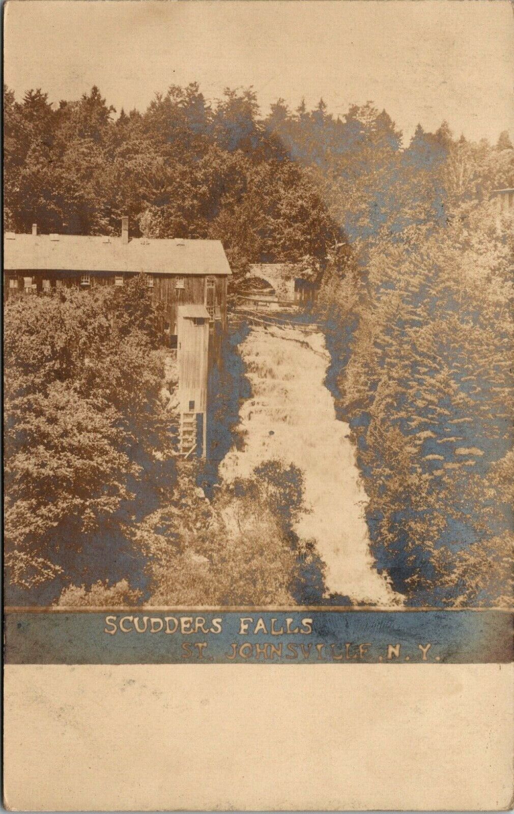 RPPC Scudder's Falls Trenton New York waterfall trees postcard
