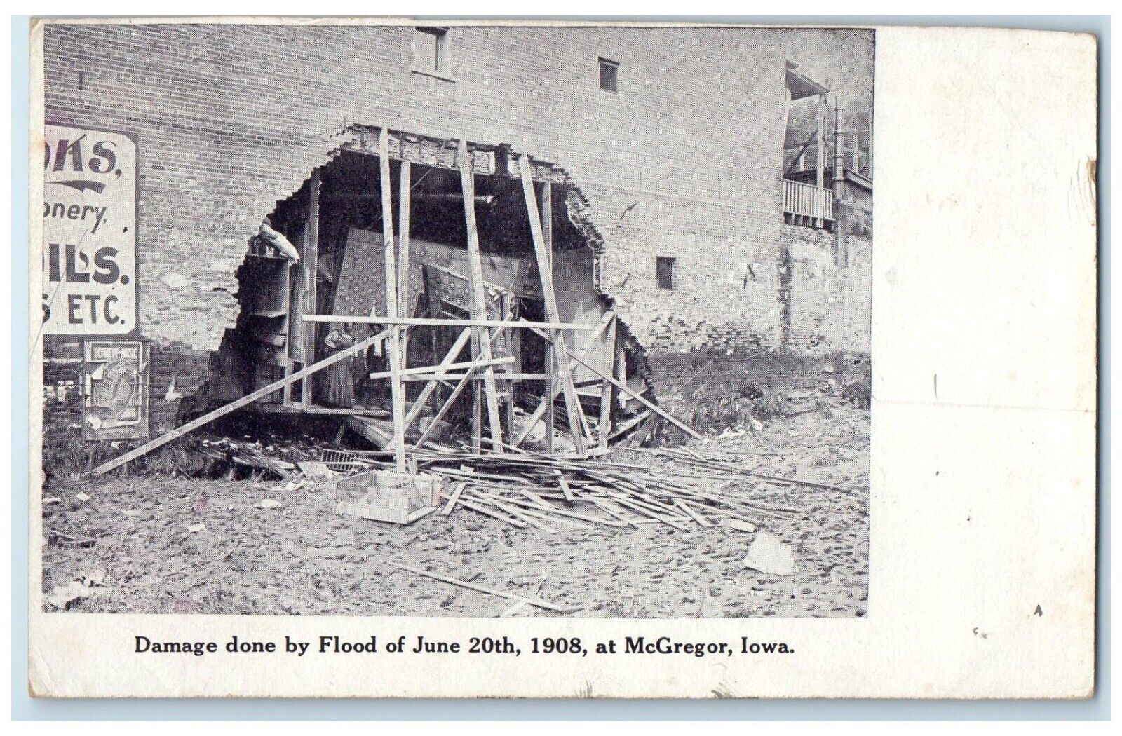 c1908 Damage Done Flood June 20th 1908 McGregor Iowa IA Vintage Antique Postcard