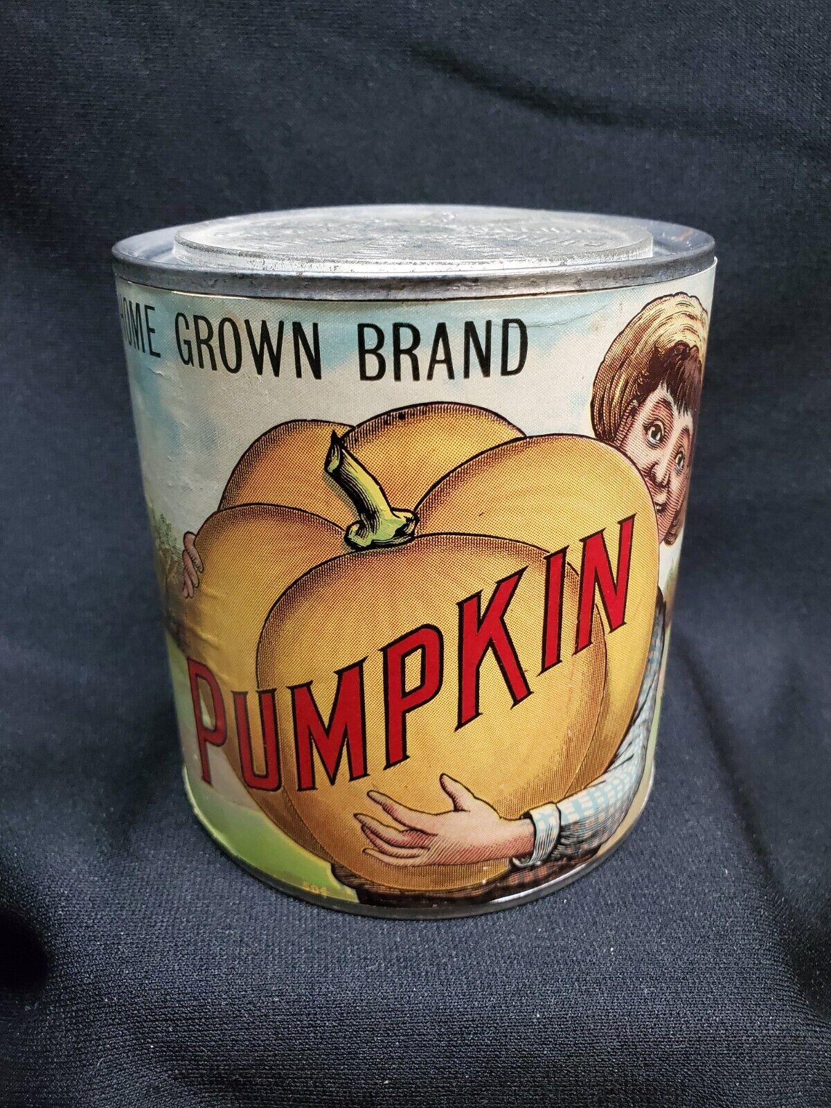 Antique Advertising General Store Fruit Tin Can Vintage Paper Label PUMPKIN