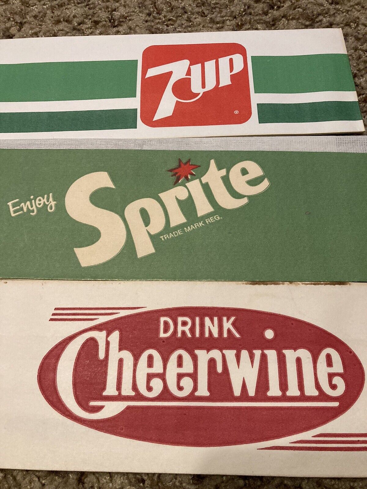 3 Soda Jerk Hats Drink Cheerwine Sprite 7up Pop Restaurant Drive-in