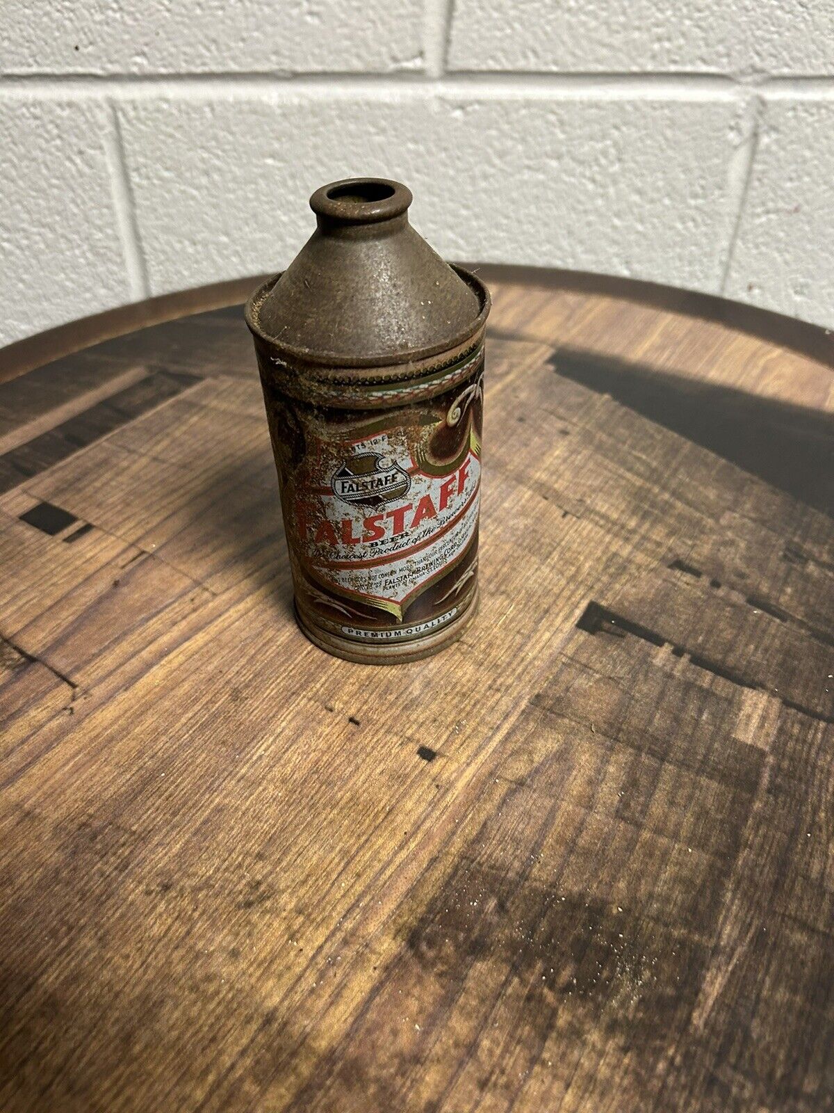 Vintage 1940s Falstaff Beer 12oz Cone Top Beer Can. Empty