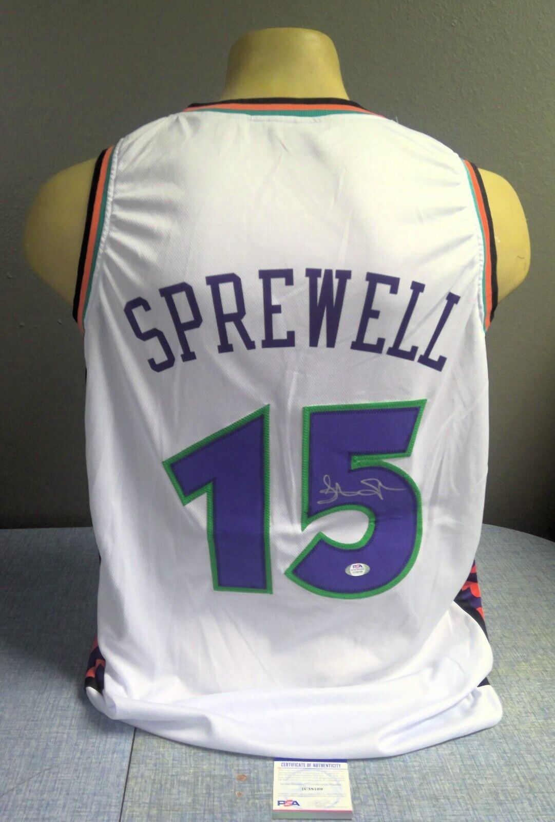Latrell Sprewell All Star Signed Custom NBA Basketball Jersey Size XL PSA/DNA