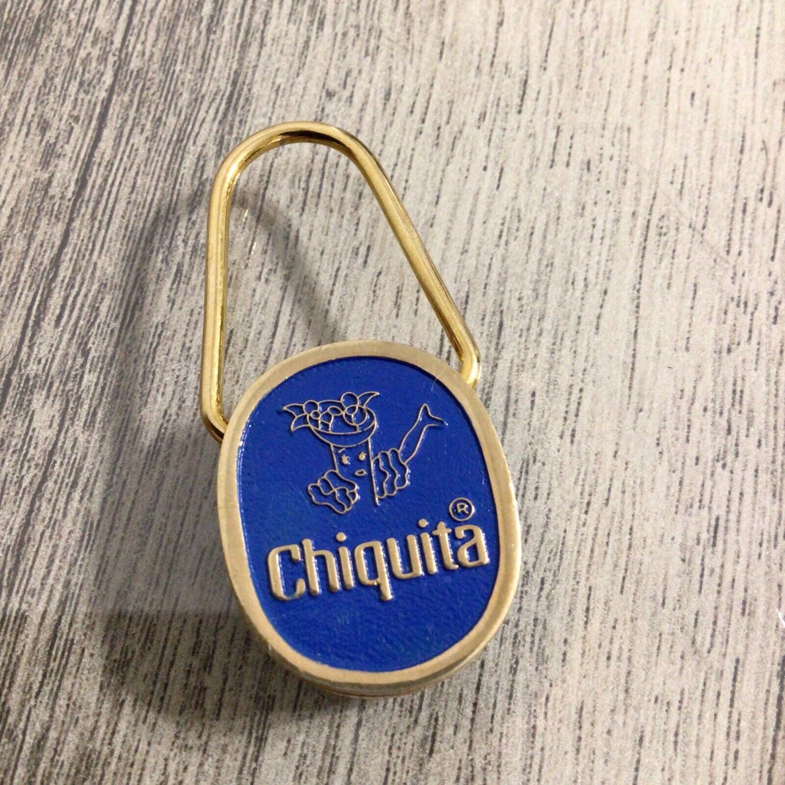 Vintage Chiquita Banana Metal Keychain Key Ring Advertising