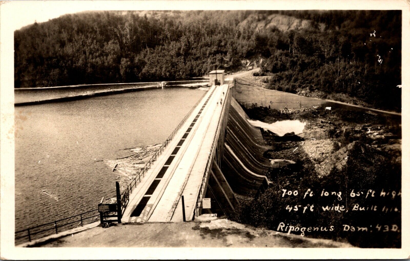 Postcard ME RPPC Real Picture Top Side View of  Ripogenus Dam Maine c1931
