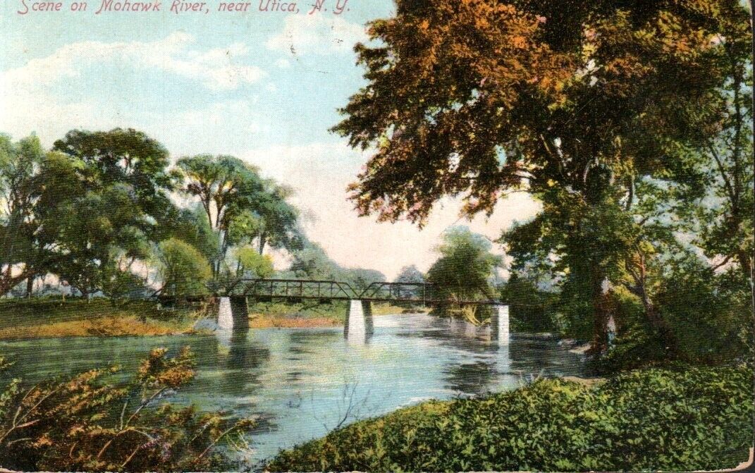 Postcard - Scene on Mohawk River near Utica, New York  Posted 1908  0590