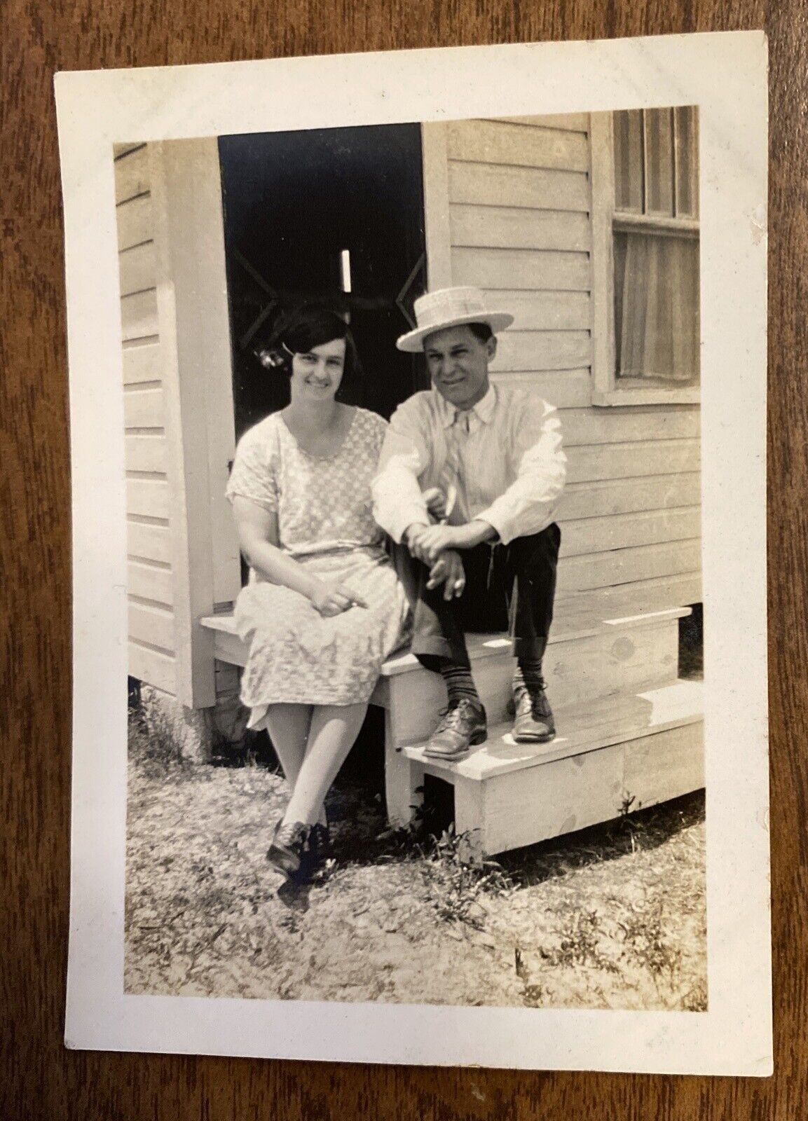 Vintage 1920s Man & Woman Husband & Wife Fashion Hat Florida Real Photo P10L2
