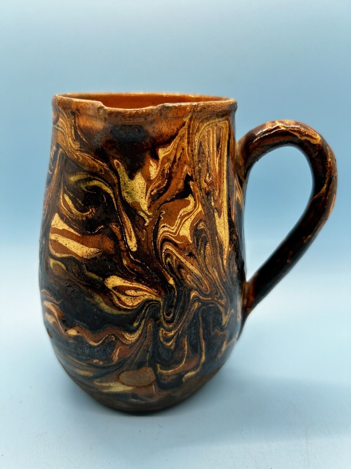 Rare Antique Mocha Ware Marbled Jug Pitcher Purportedly From The Late 1700’s