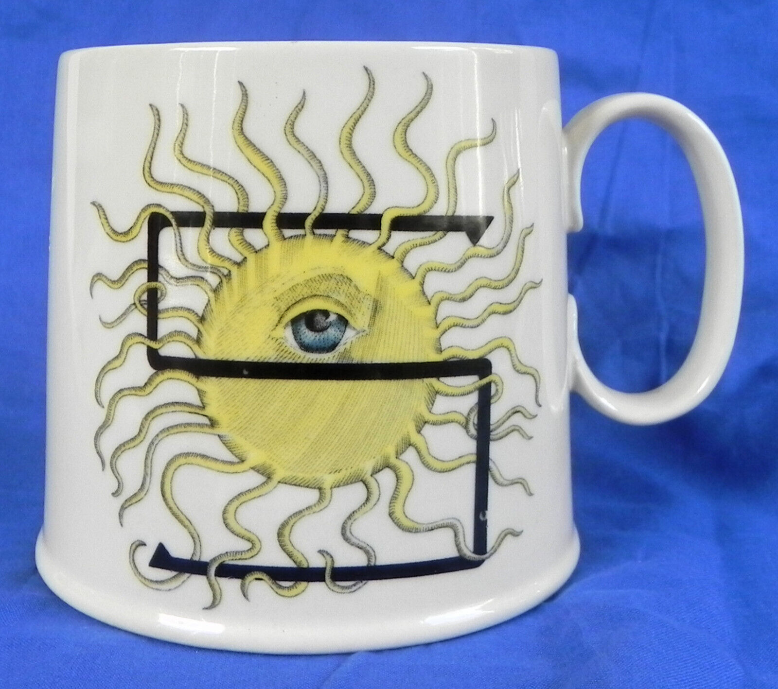 Anthropologie Ceramic Coffee Cup Mug, Florence Balducci Drawing, Sun & Eye, Exc.