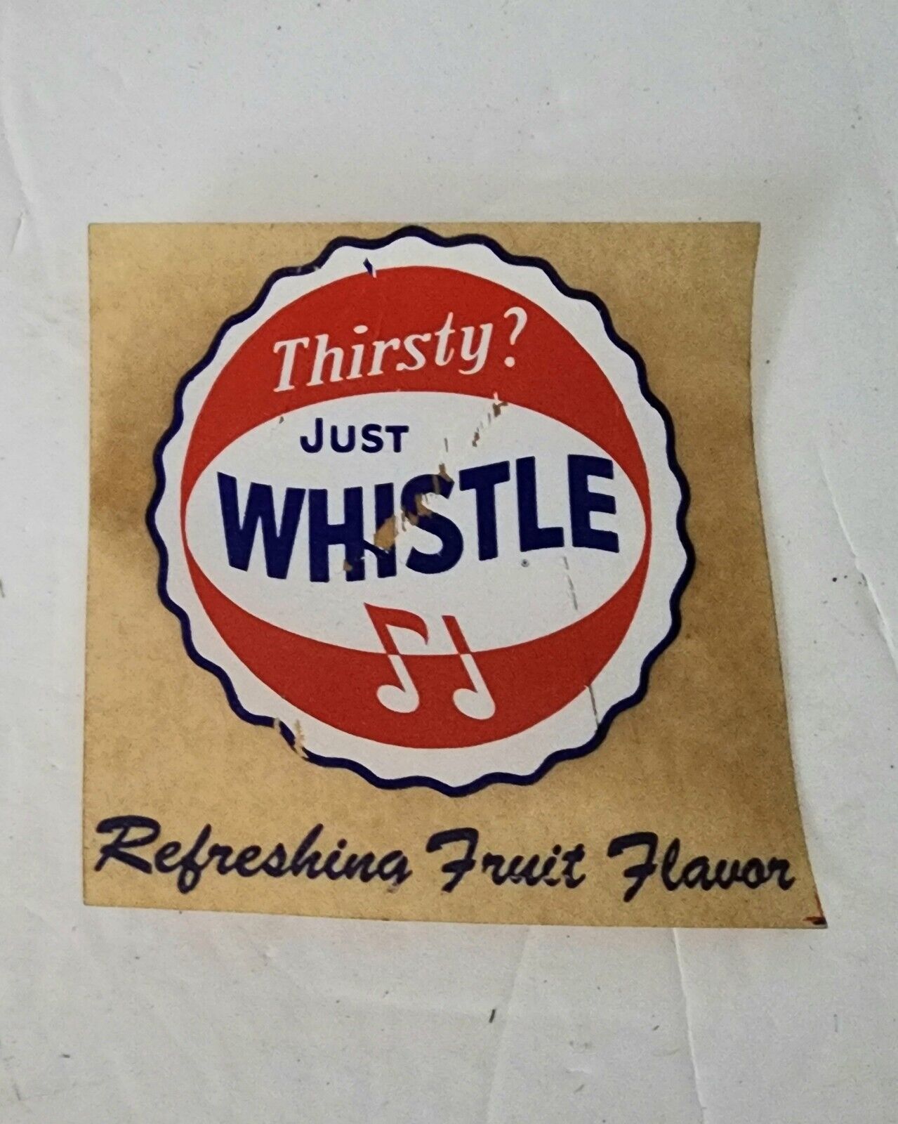 Vintage Original Whistle Soda Peel Off Stick on Decal-1960s