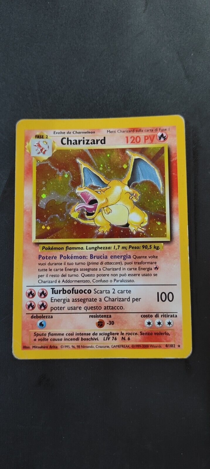 1995 Pokemon Holo Ita Rare Charizard 4-102
