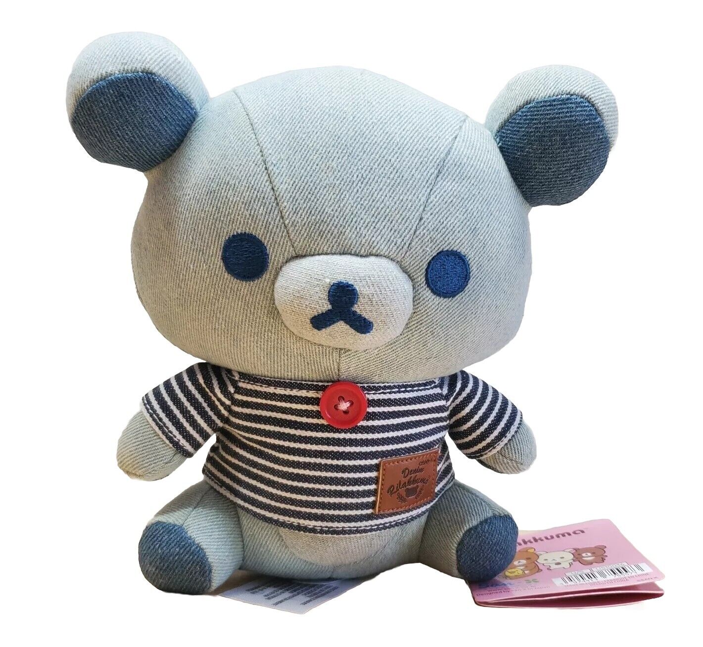 New Rilakkuma Border Blue Denim Plush Teddy Bear Stuffed 8\