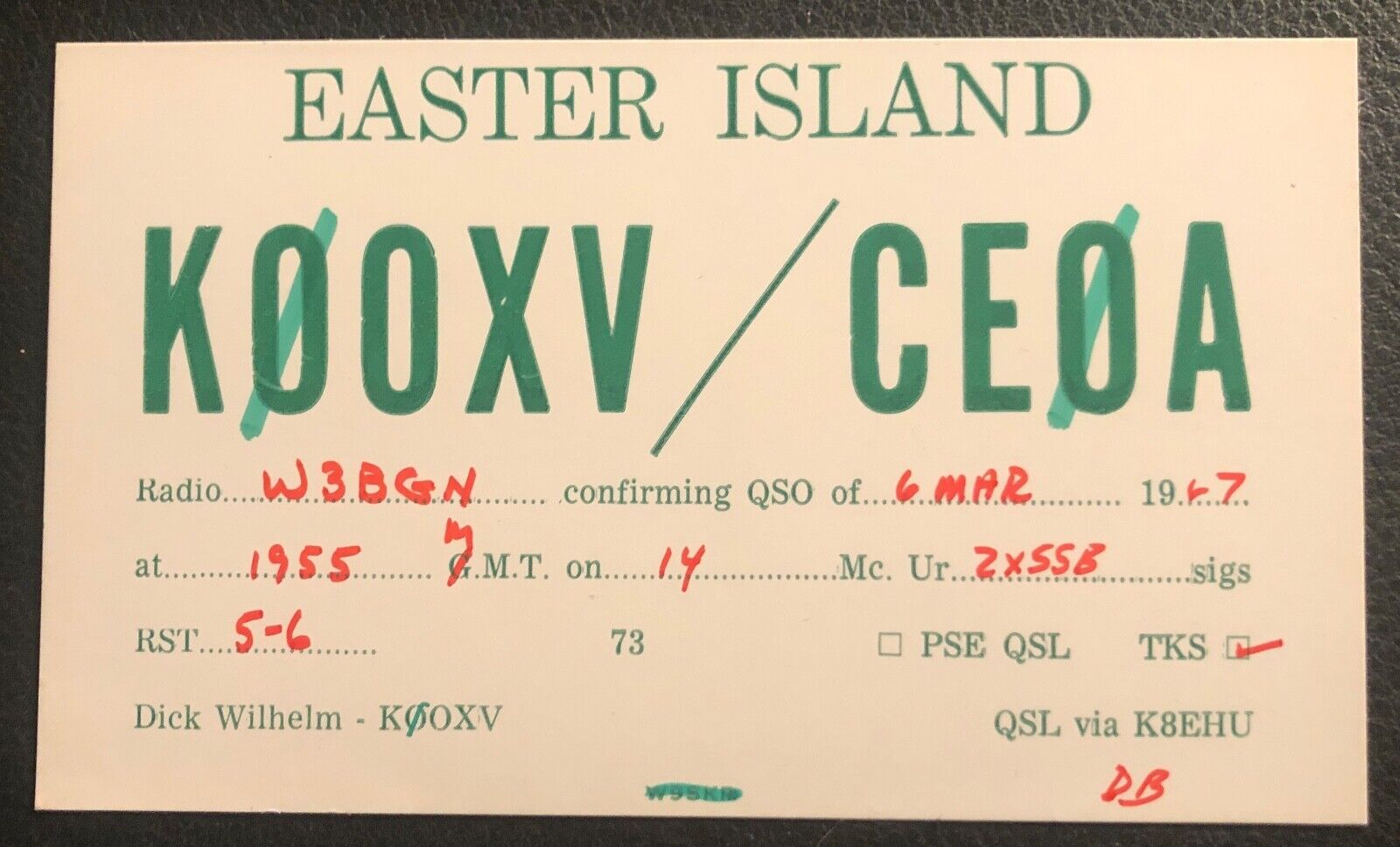 QSL Card Easter Island Chile  Rapa Nui  1967