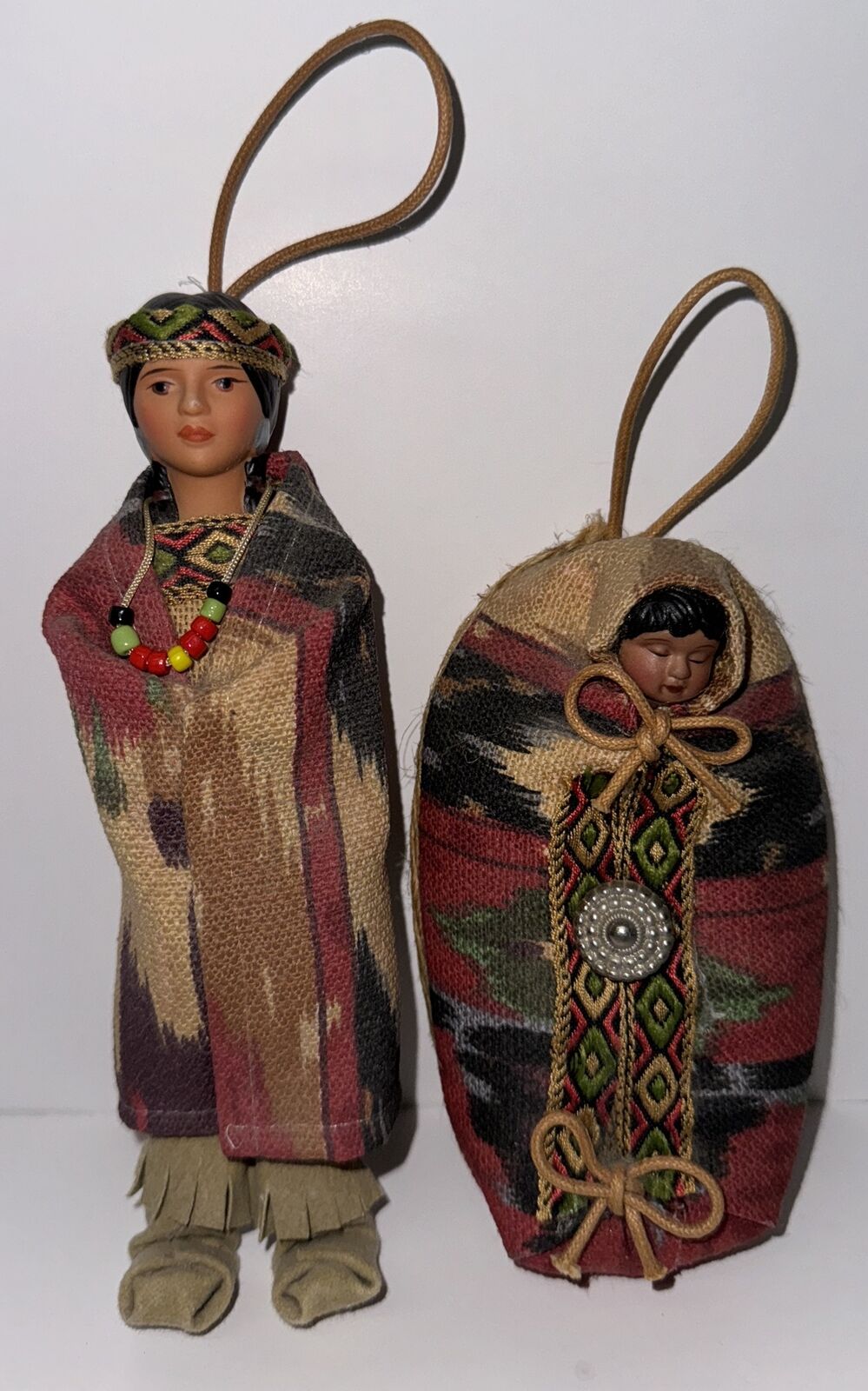Vintage Native American Indian Papoose Doll Ornament