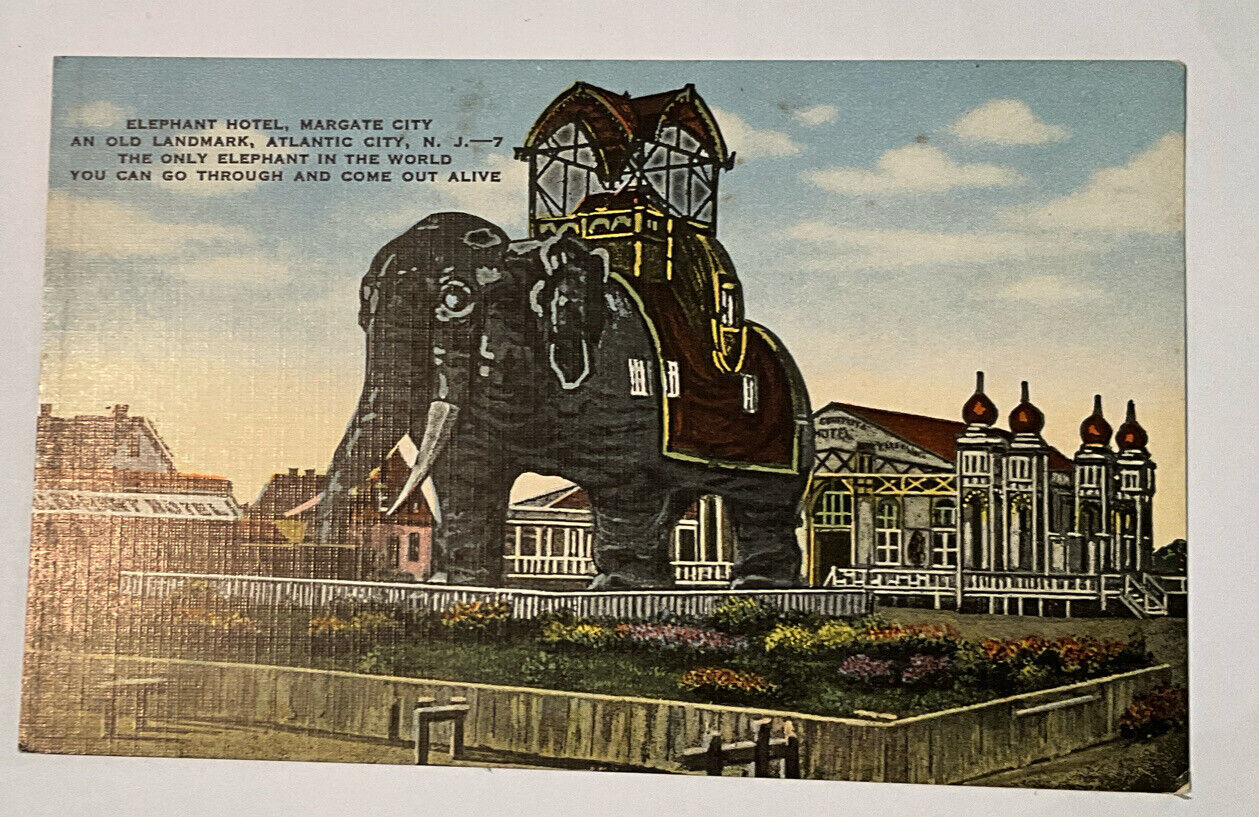 THE ELEPHANT HOTEL Postcard 1910 Vintage LUCY THE ELEPHANT Absecon, New Jersey