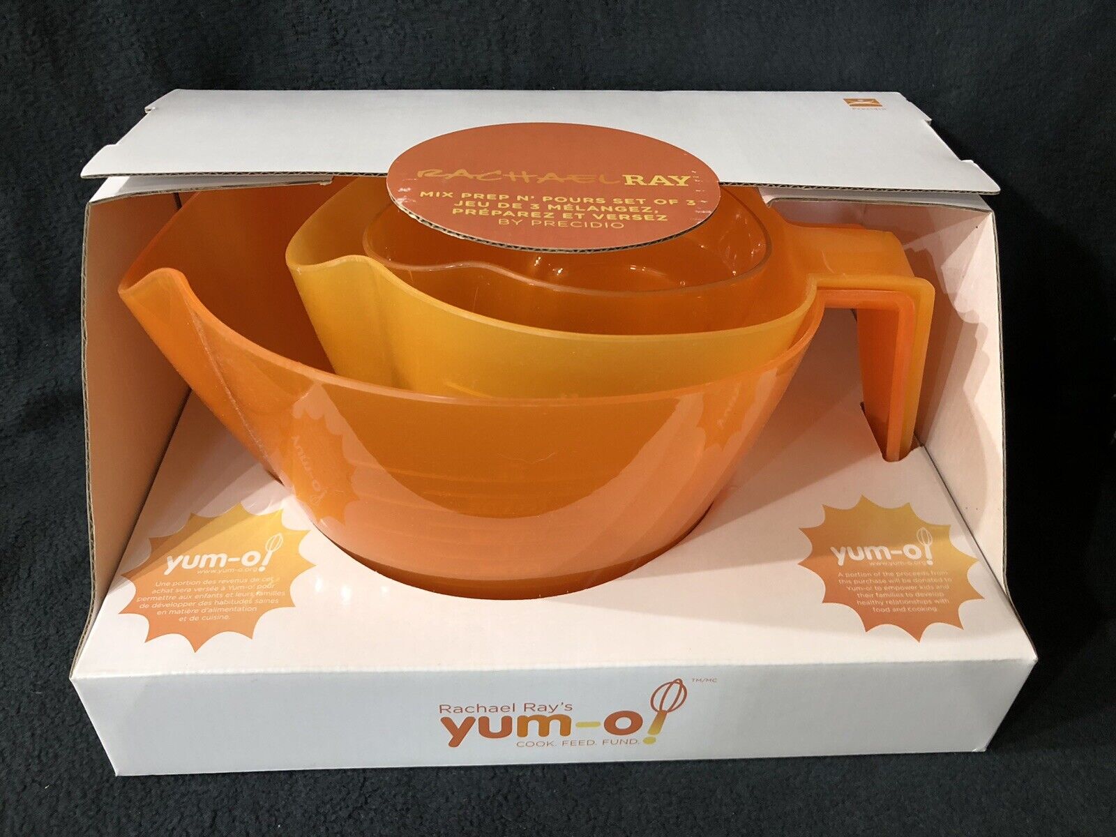 New Rachael Ray Mix Prep N Pours Set of 3 Mixing Measuring Bowls