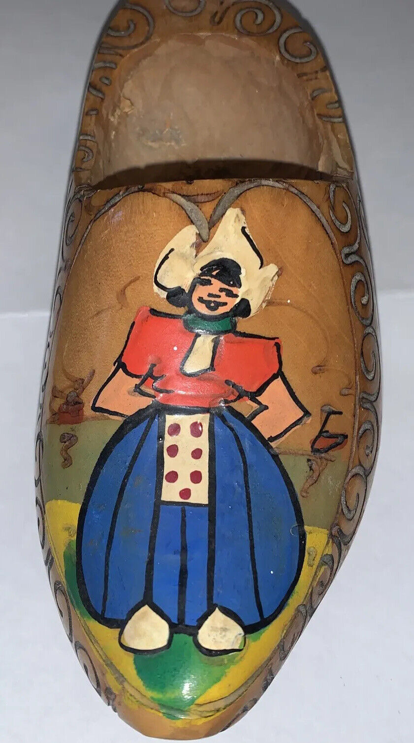 Hand Painted Wooden Shoe From Holland Vintage