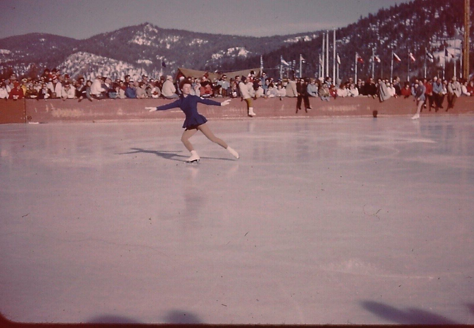 February 1960 35 MM Slide Squaw Valley Ice Figure Skater Blue Dress CA Olympic