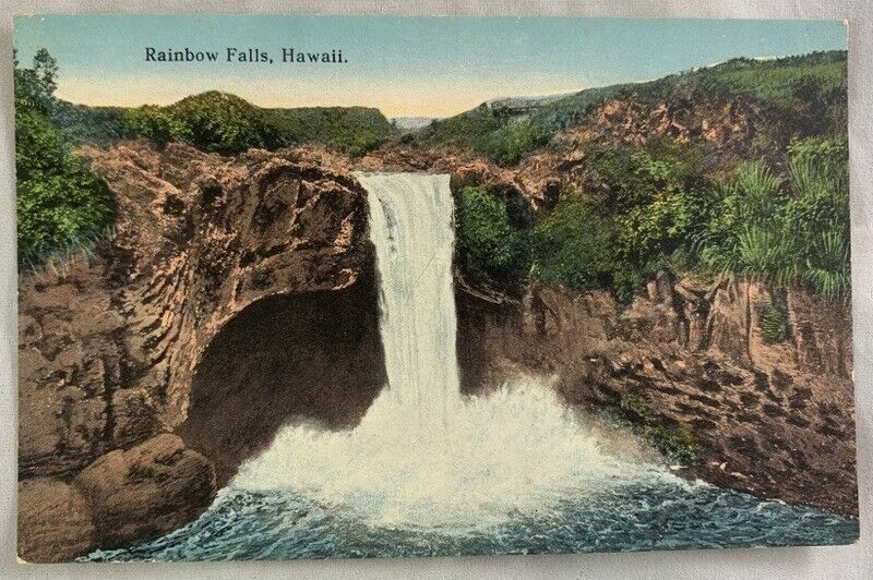 Antique Postcard c1910s Territory of Hawaii Rainbow Falls Hilo Waterfall