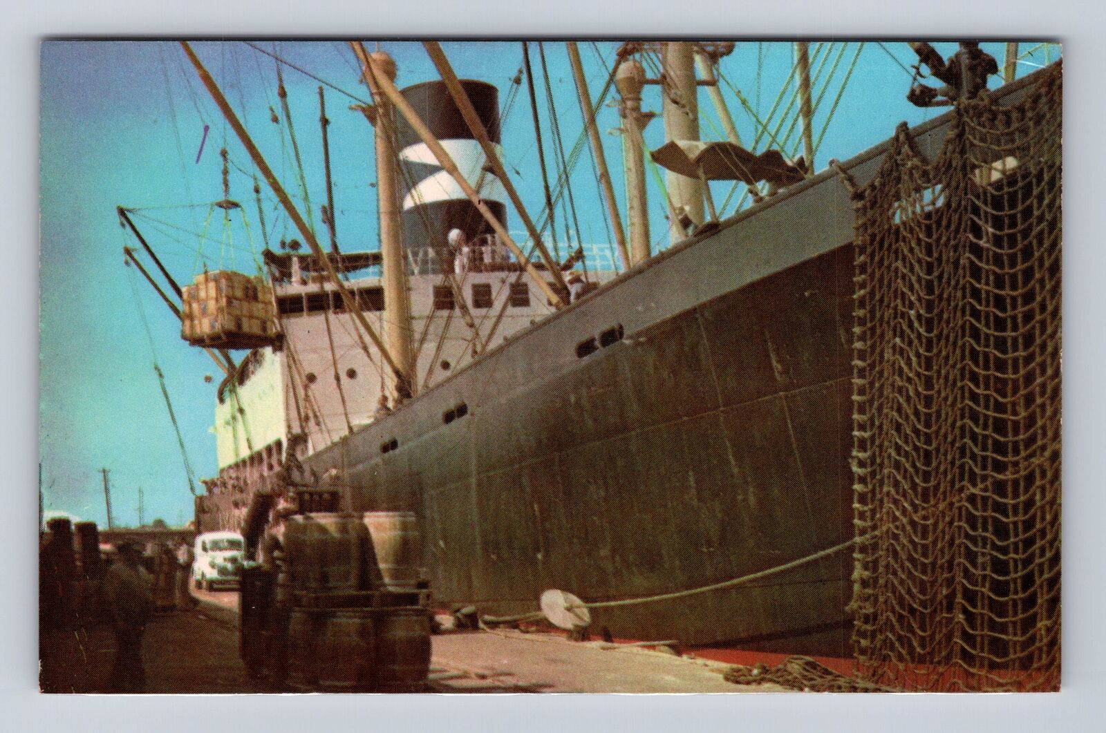 Galveston TX-Texas, Exporting Scene, Foreign Shipping Companies Vintage Postcard