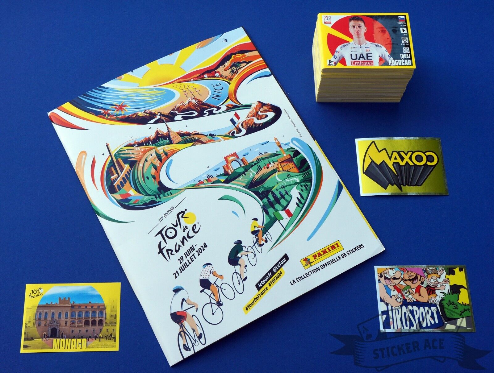 PANINI, Tour de France 2024, complete loose sticker set + empty album + pack