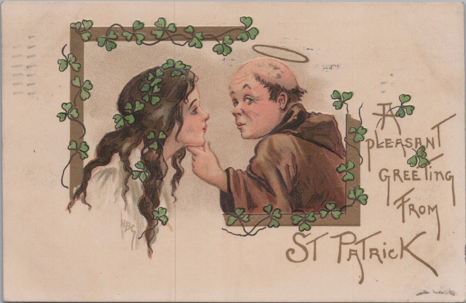 St Patrick's Monk Pretty Woman c1910s Postcard 7796c MR ALE