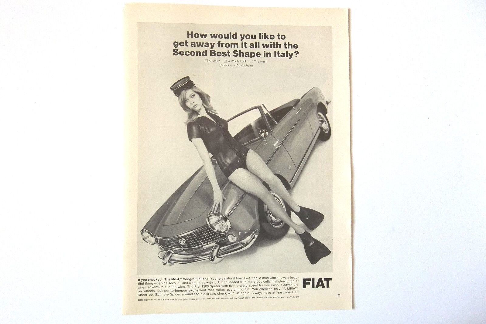 1966 Fiat 1500 Spider Convertible Print Ad 