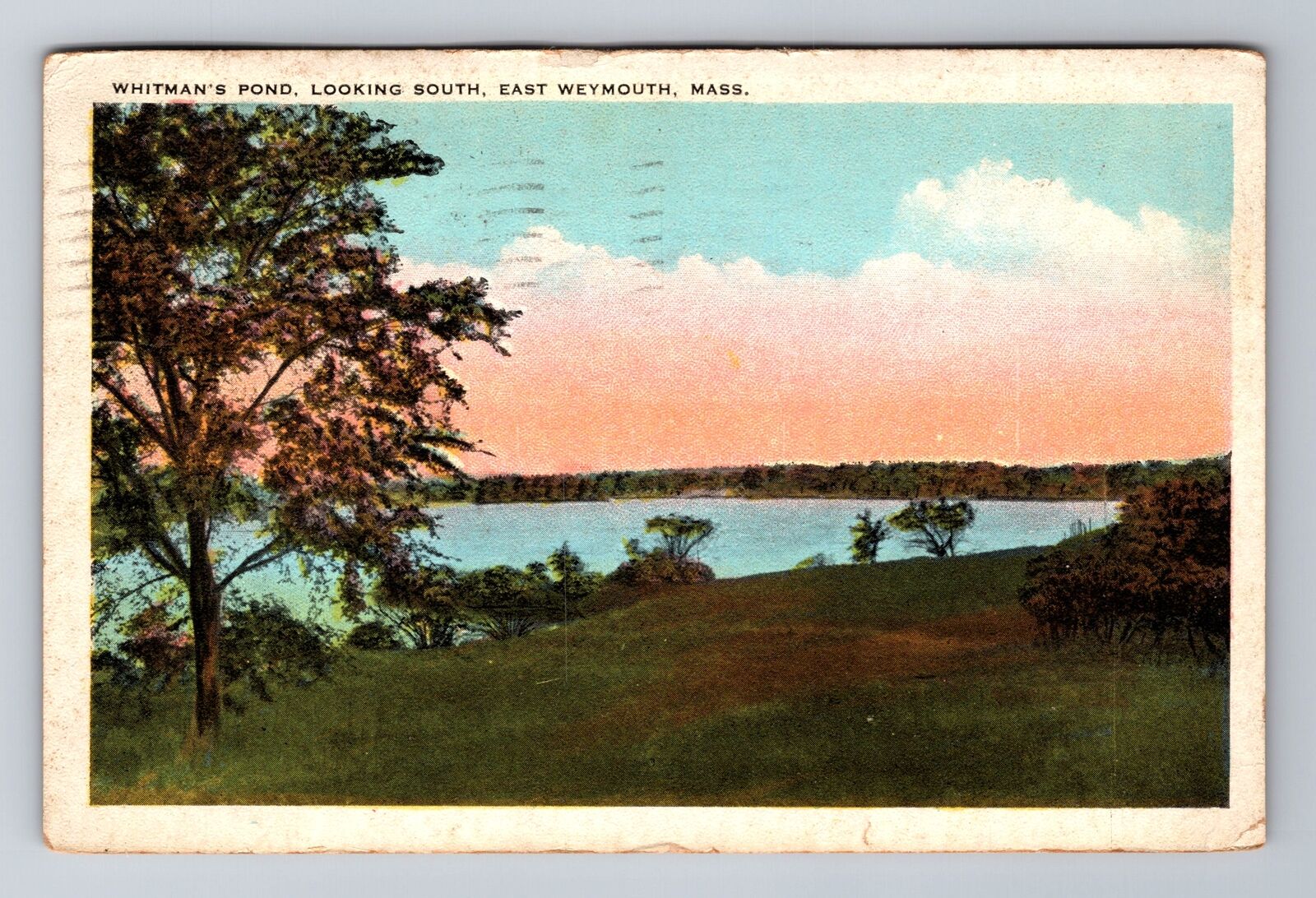 East Weymouth MA-Massachusetts, Whitman's Pond South c1931 Vintage Postcard