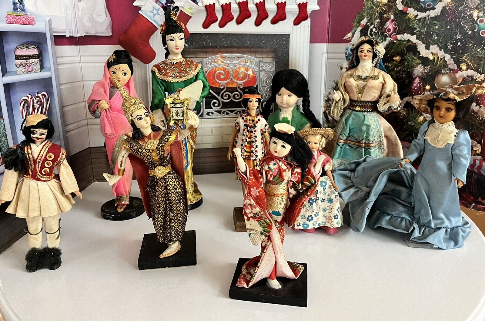 Collectible Lot Of Antique dolls From Around The World Asia, Greece, Japan More