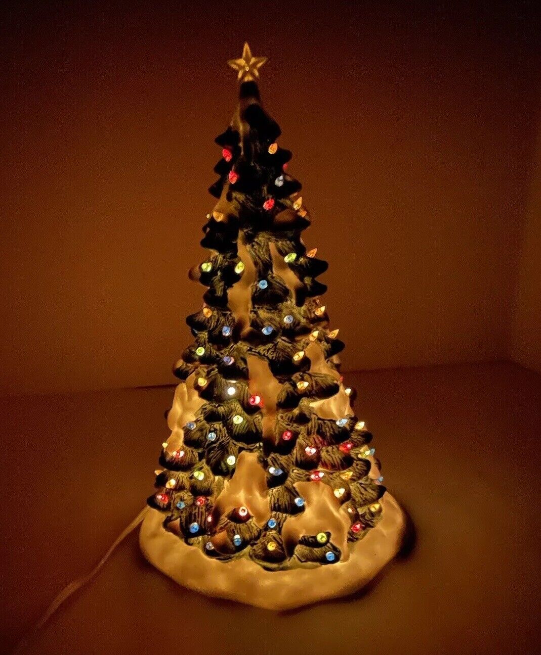 Vintage Lenox Christmas Tree Porcelain with Figurines and Lights Circa 1991