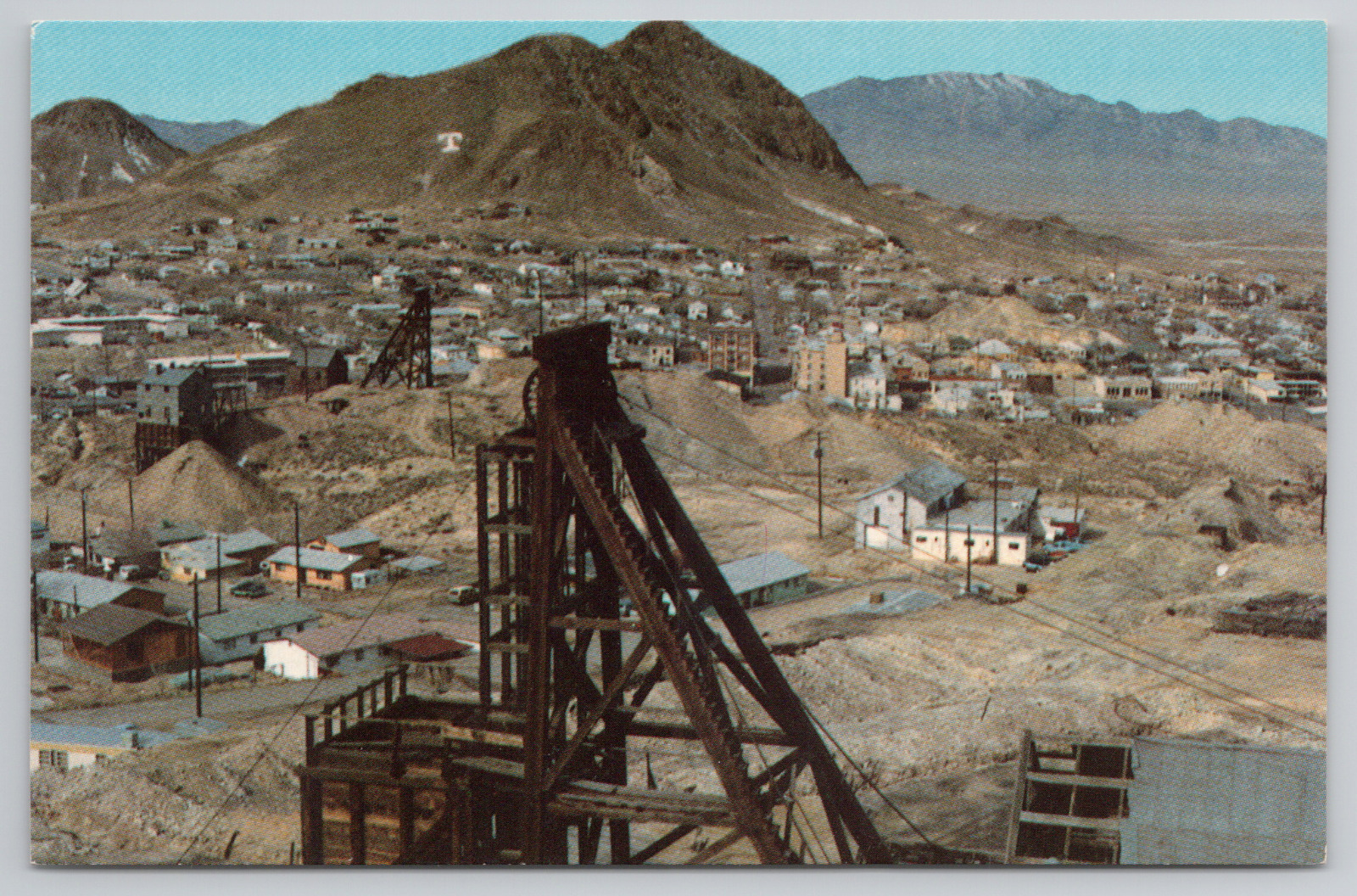 Tonopah NV Silver Mining Hoist Frames Business District 1982 Postcard - Unposted