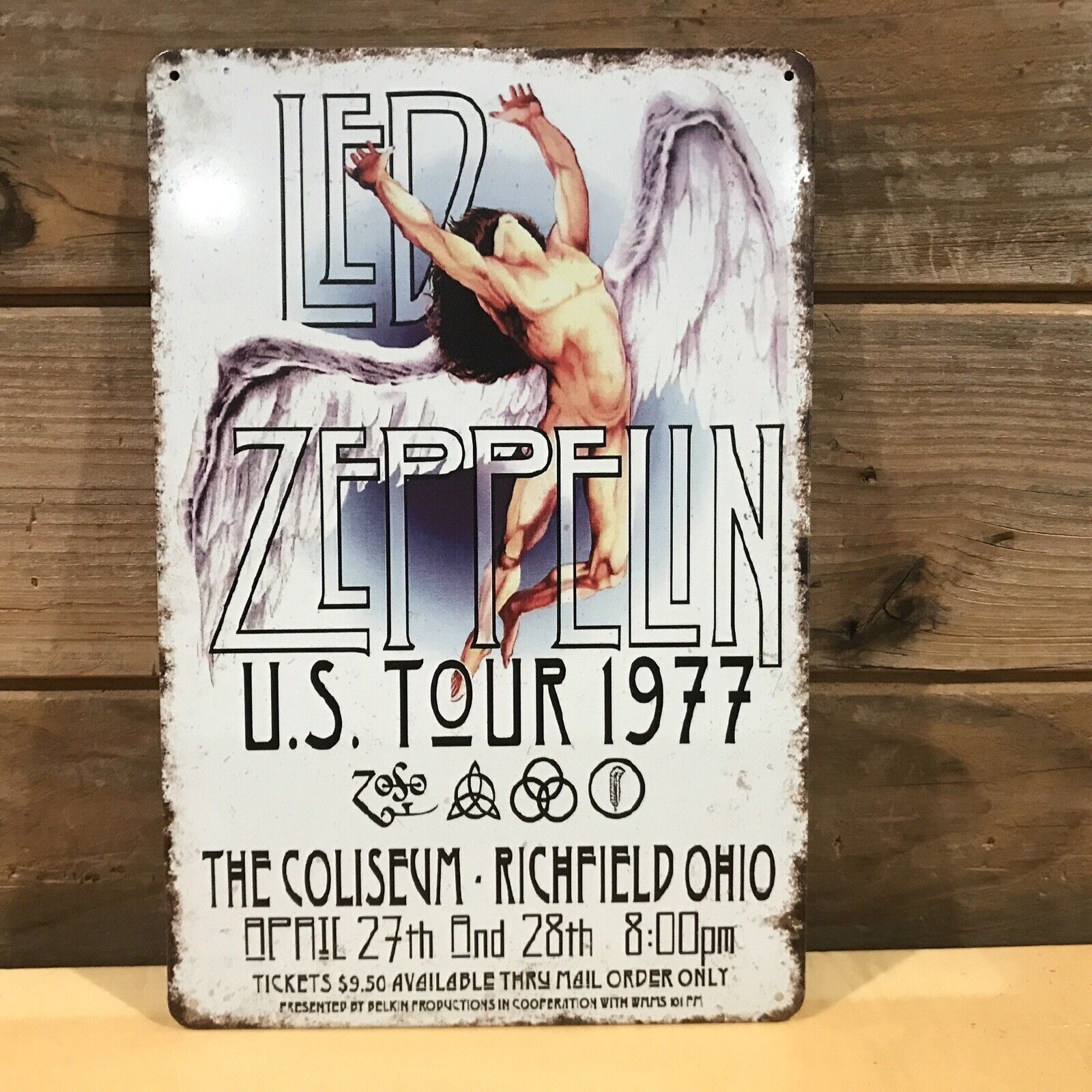Led Zeppelin US Tour 1977 Richfield OH Repro Tin Metal sign 8\