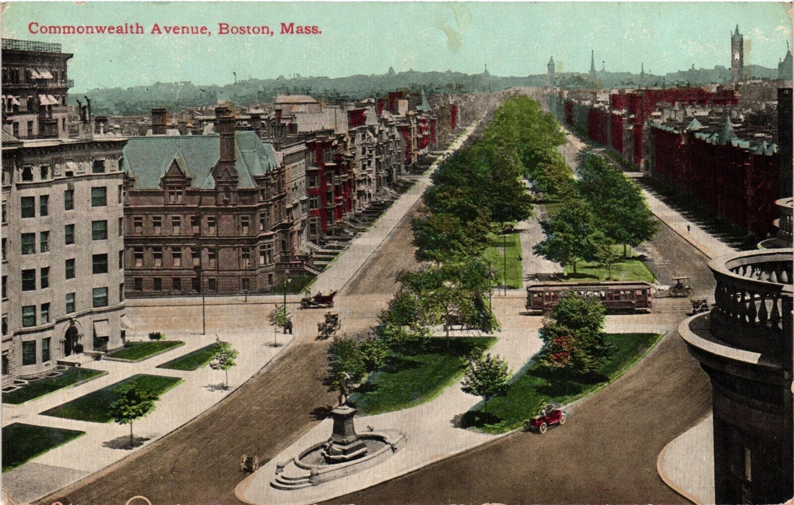 Commonwealth Avenue Boston Massachusetts MA Street View C1915 Vintage Postcard