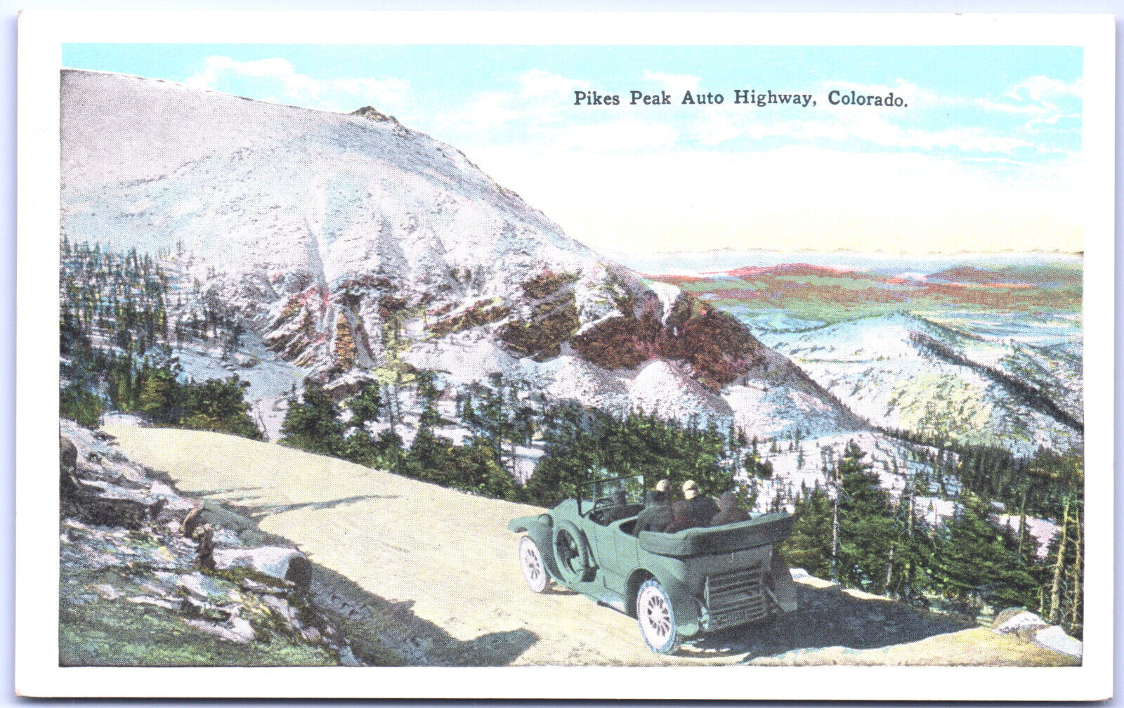 Postcard CO Lone Car on Pike\'s Peak Auto Highway c1910s  M4