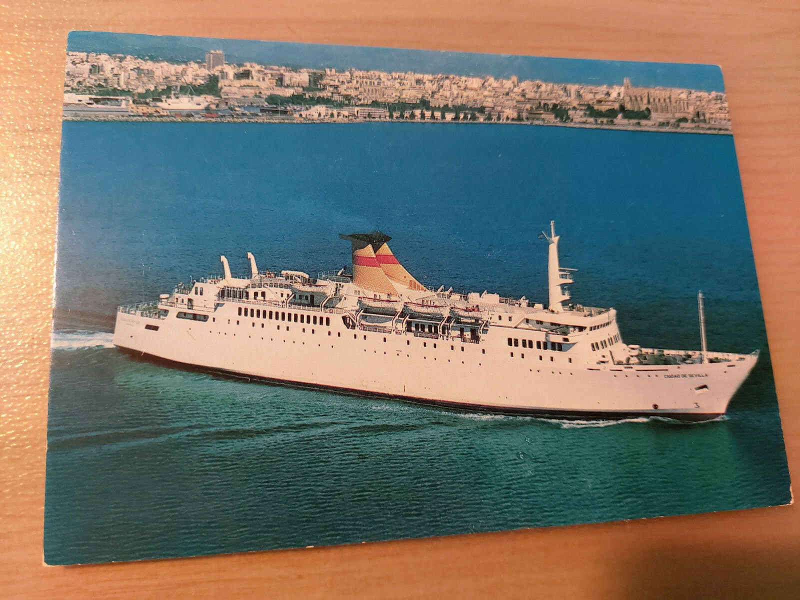Postcard passenger ship Ciudad de Sevilla Trasmediterranea Cr. 4 I. ungel_