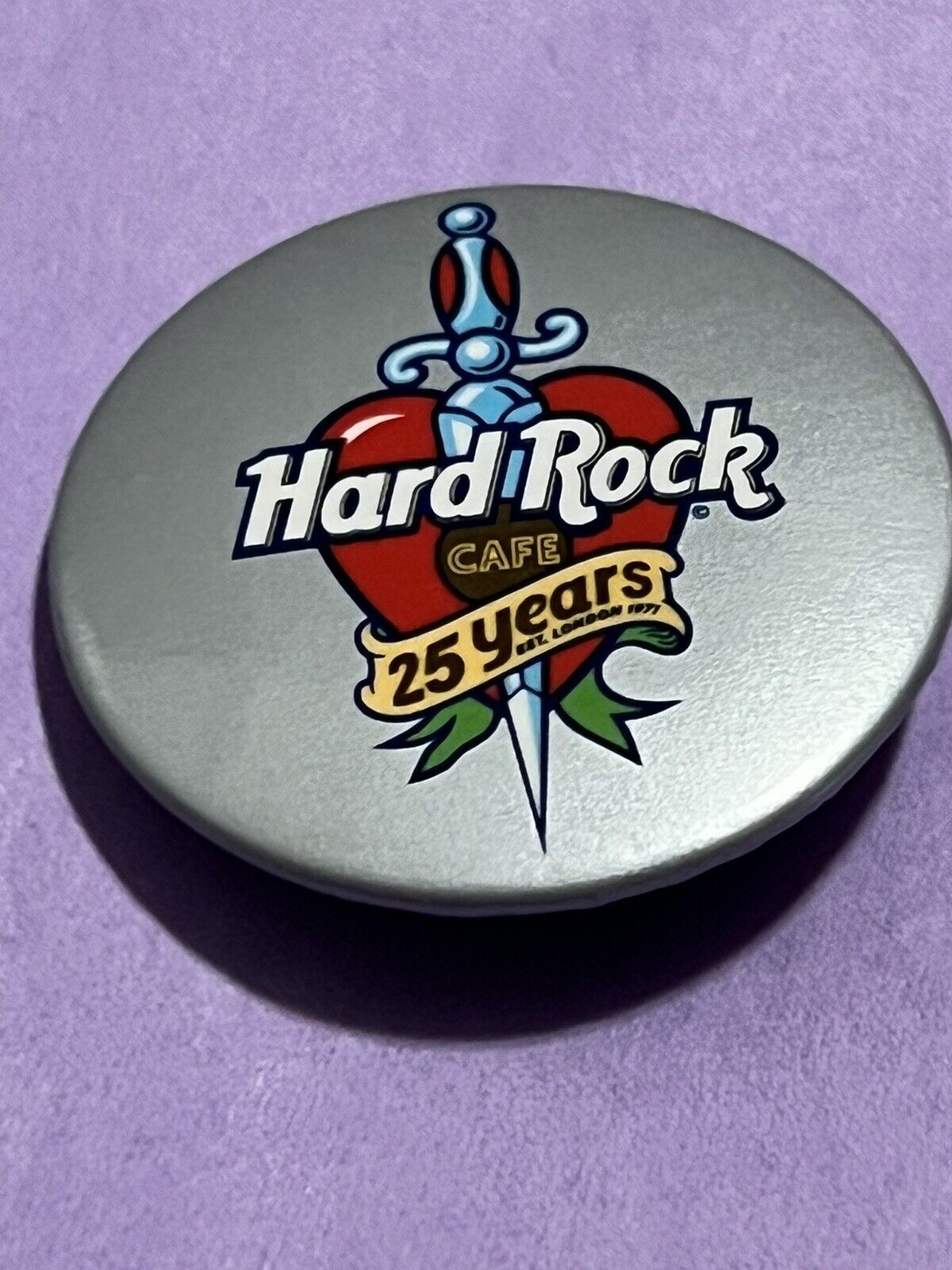 Vintage Hard Rock Cafe 25 Years Pin  Button 1.5”