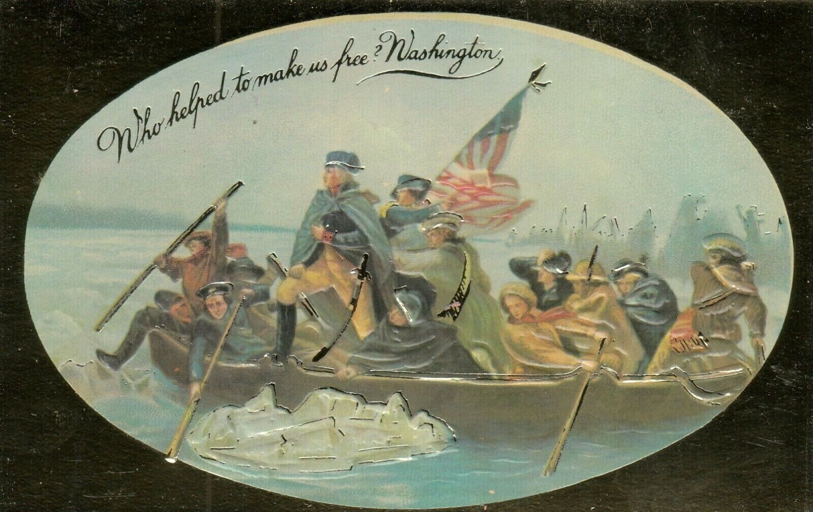 REPRODUCTION Patriotic  Postcard WHO HELPED TO MAKE US FREE?  \