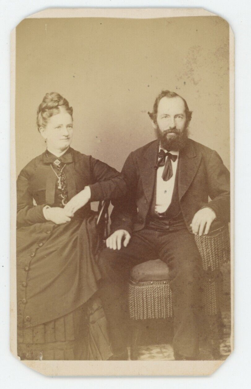 Antique CDV Circa 1870s Lovely Older Couple Man With Full Beard Allentown, PA