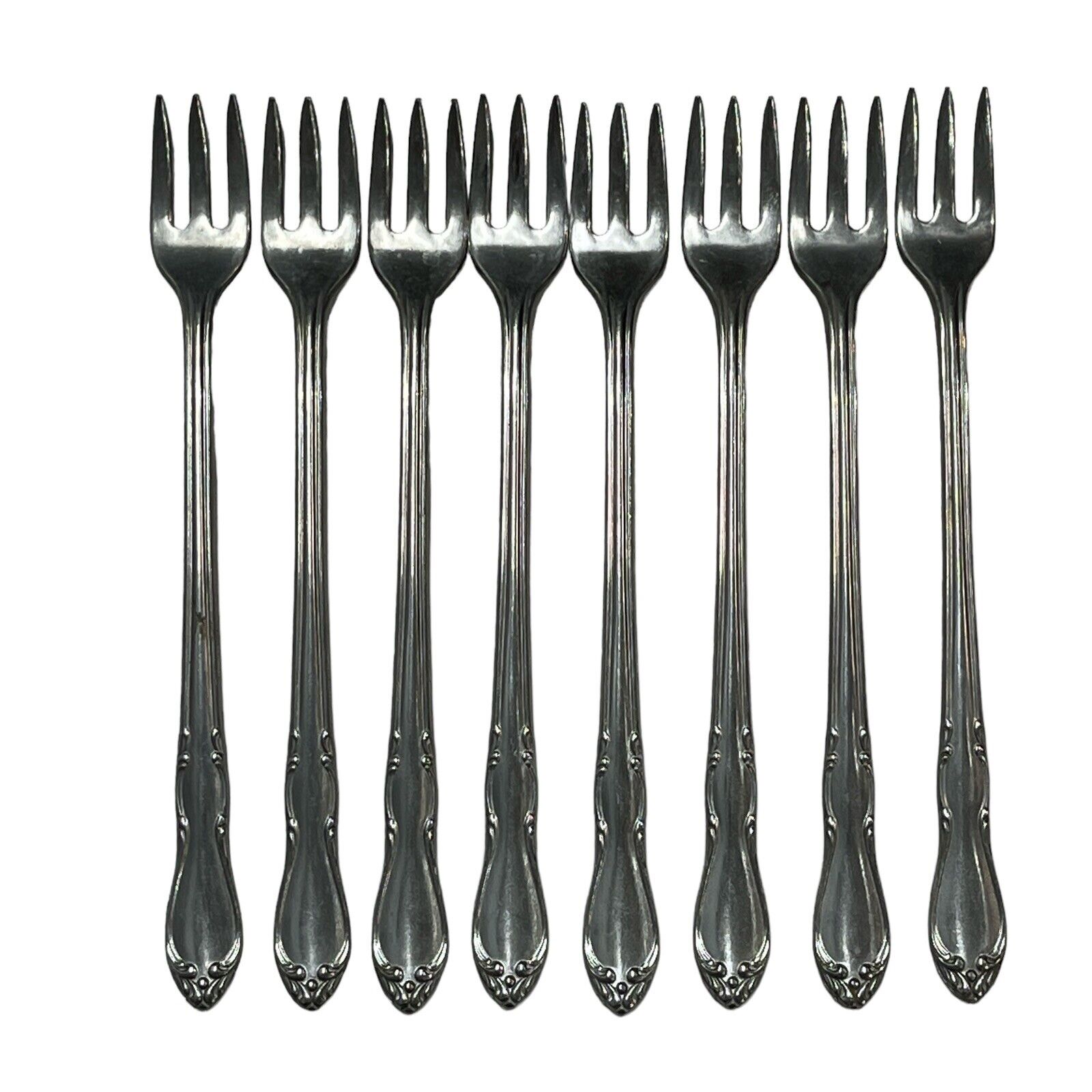Simeon L George H Rogers Homestead Stainless Cocktail Seafood Set of 8 Forks