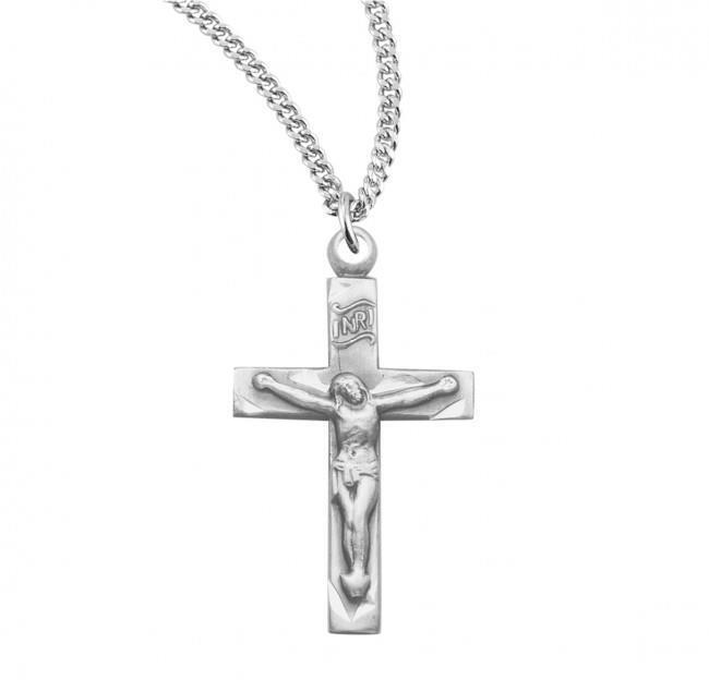 Basic Narrow Sterling Silver Crucifix Size 1.0in x 0.5in