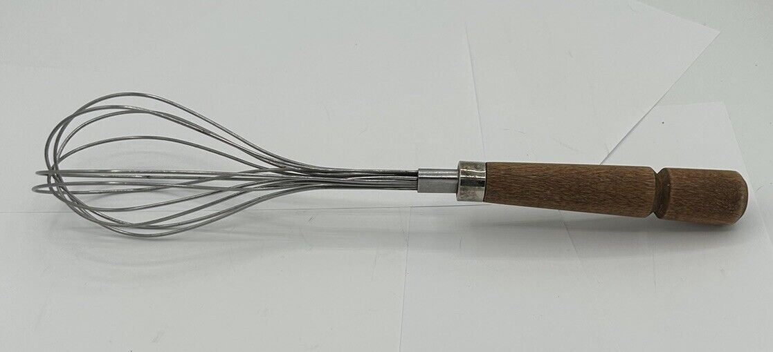 Vintage BONNY Stainless Balloon Whisk w/ Wooden Handle 11” Made in Japan Retro