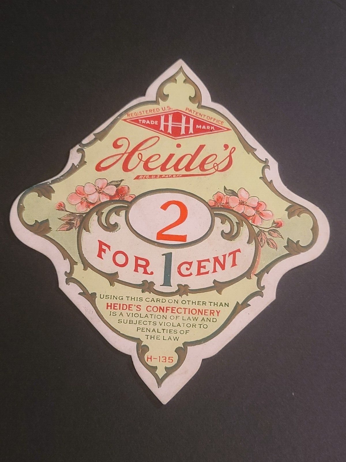 Antique Henry Heide, Inc Heides Confectionary Cardboard Advertising Card