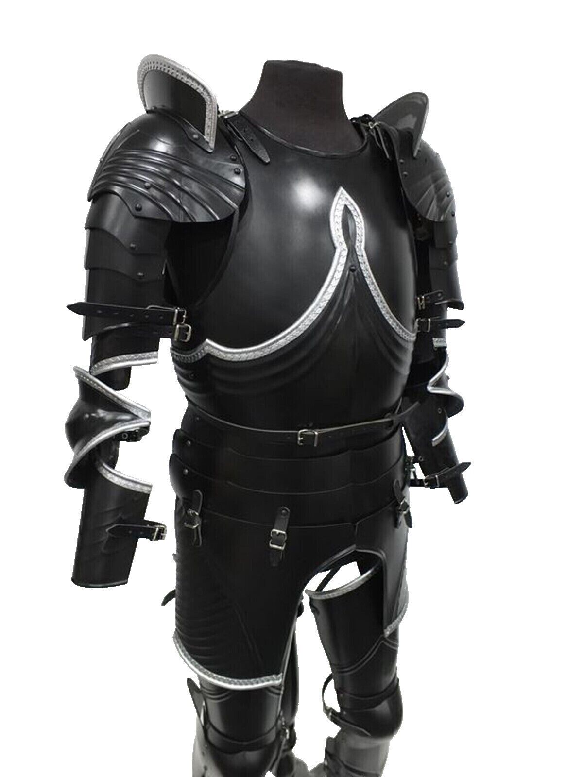 Medieval Black Knight Wearable Suit Of Armor Crusader Combat Full Body helmet