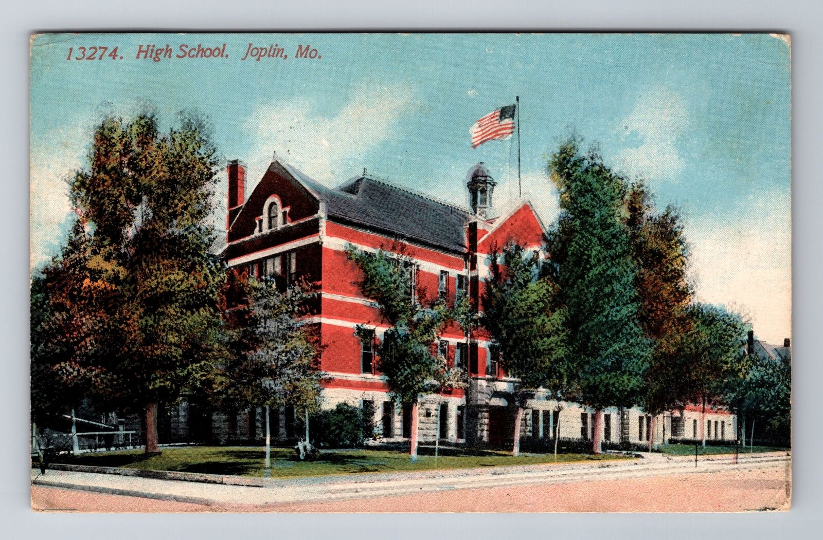 Joplin MO-Missouri, High School, Antique, Vintage c1914 Souvenir Postcard