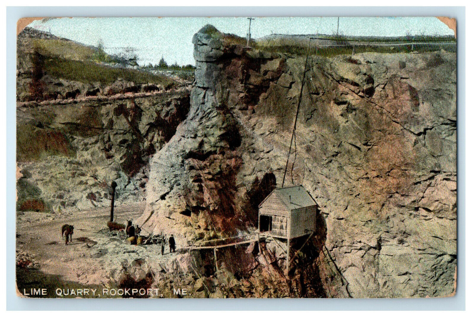 1912 Scene in Lime Quarry Rockport Maine ME Antique Posted Postcard