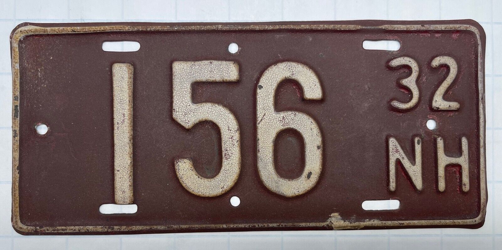 1932 New Hampshire Boat License Plate 156