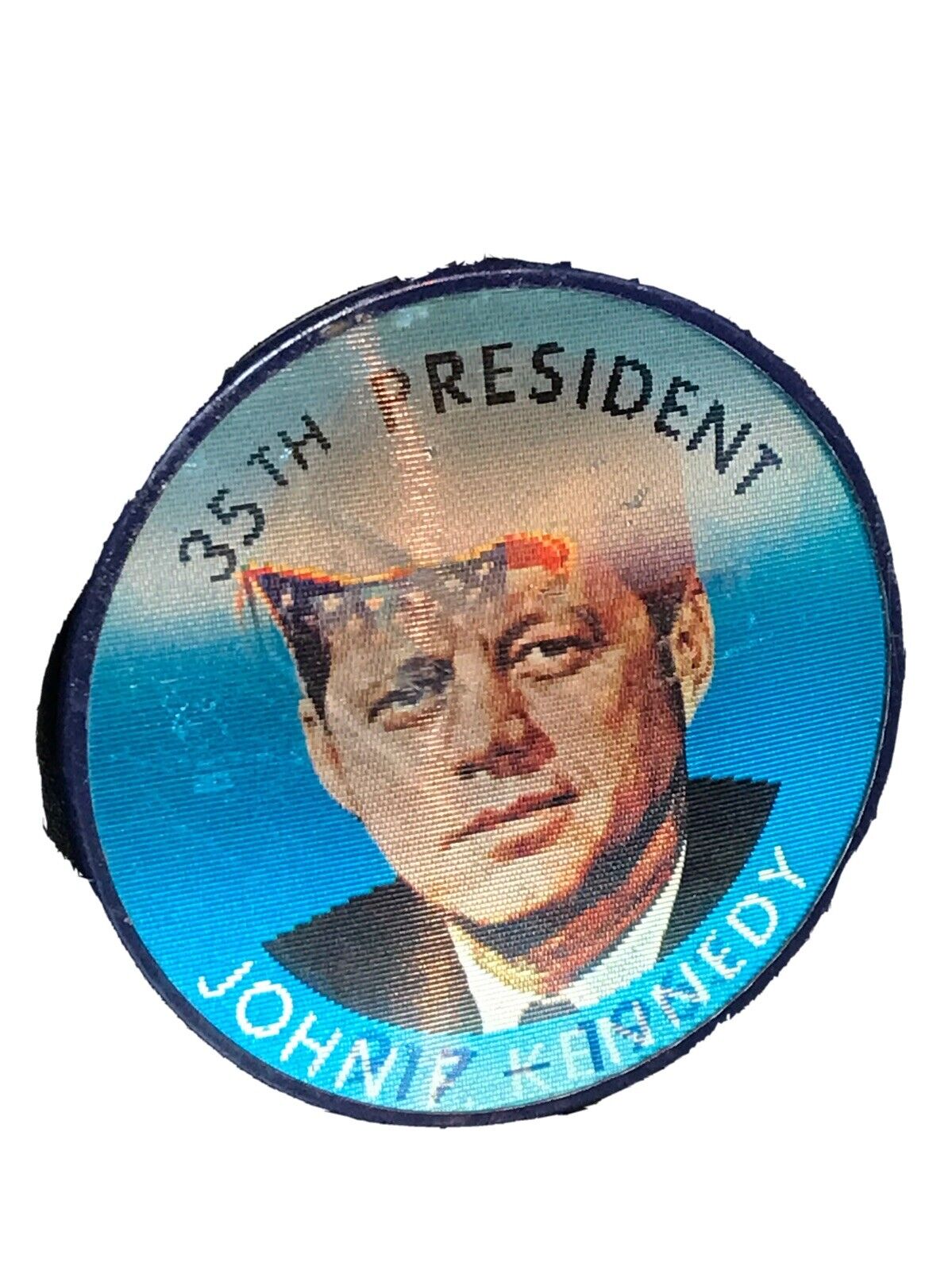 1917-1963 John F Kennedy /Flag Color Memorial Lenticular Flasher Pinback Button